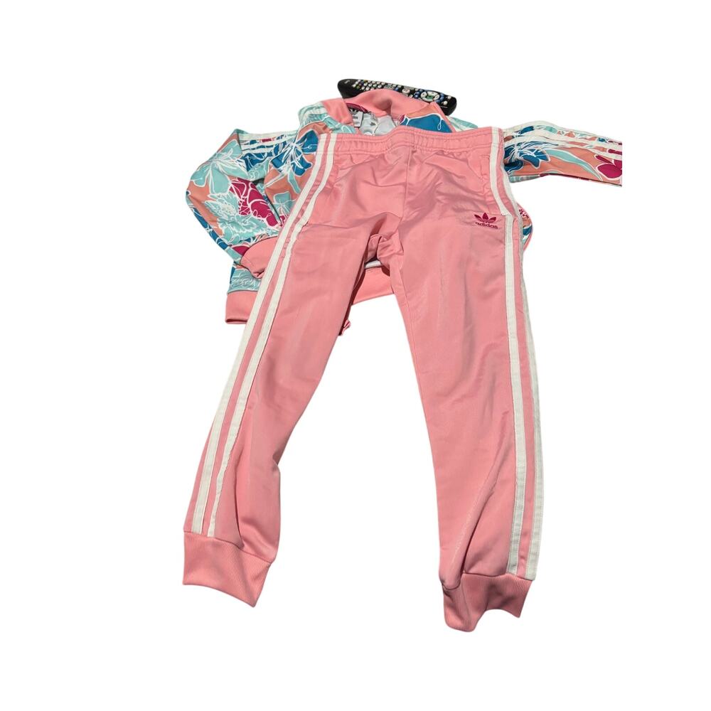 Adidas 7/8 pale pink floral athletic suit jogger pant full zip track jacket nwot - Picture 6 of 10